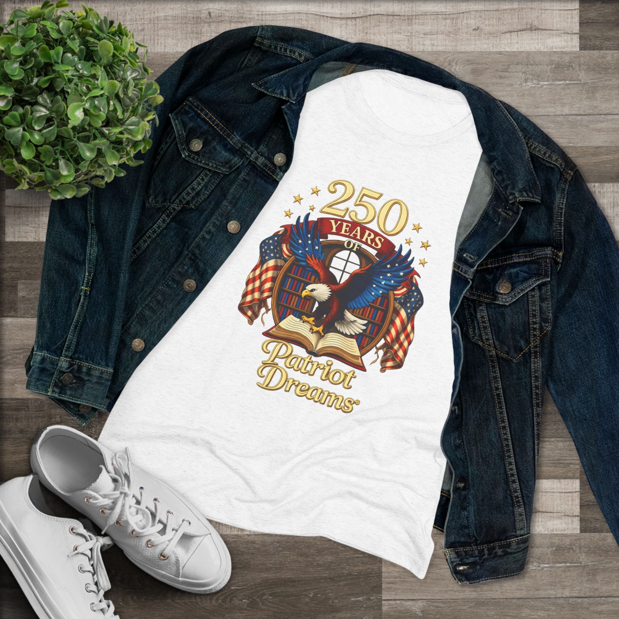 Celebrate 250 Years Golden | Patriot Dreams | Premium Tri-Blend Women's T-Shirt